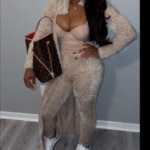 Fuzzy Cardigan & Pants Set